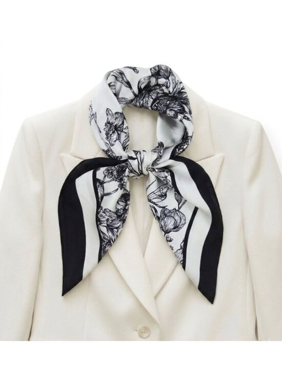 Unbranded Accessories - ✨✨Elegant Bandana Square Scarf Silky Satin Soft BLACK WHITE Neck Scarfs Headwrap